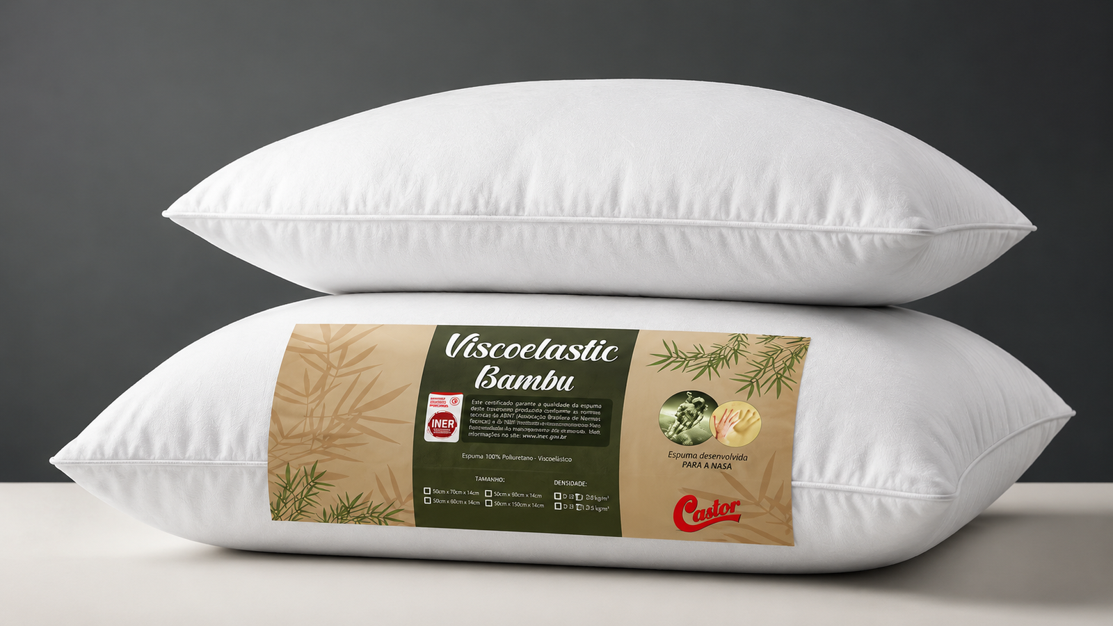 Travesseiro Castor Viscoelastic Bambu em foto de produto